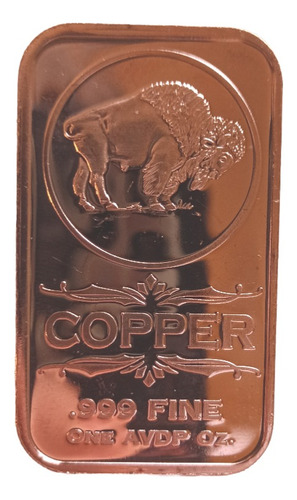 Lingote De Cobre Puro De 1 Onza Troy 0,999 Búfalo