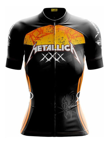 Camisa Metallica Feminina Ciclismo Bike Tour Preta Ciclismo