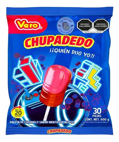 Chupadedo Paleta Caramelo Menta Eucalipto 90 Pz Vero
