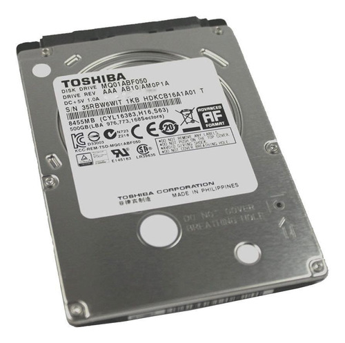 Imagen 2 de 2 de Disco duro interno Toshiba MQ01ABF Series MQ01ABF050 500GB plata y negro