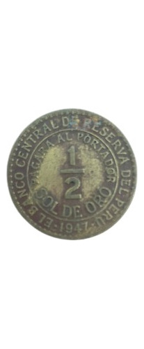Moneda De 1/2 Sol Peruano, Año 1947.