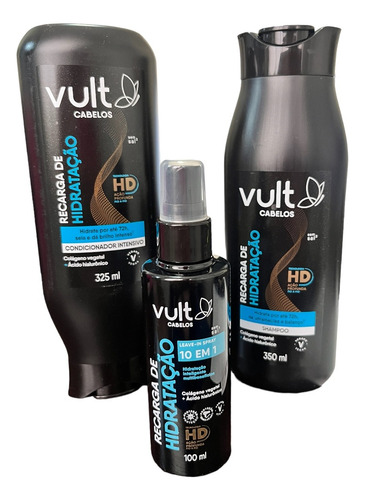 Kit Vult Recarga Hidratação Shampoo Condicion Spray Leave-in