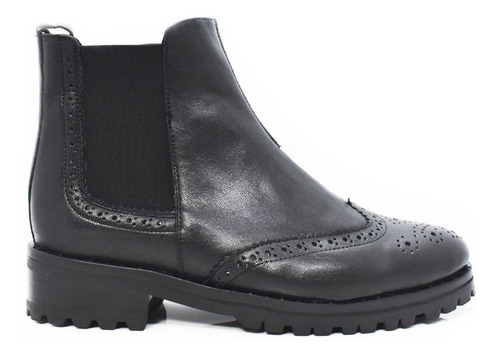 Botin Moda Dama Negro De Piel  