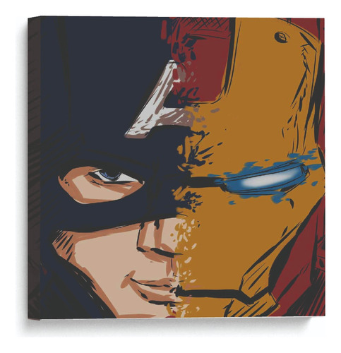 Cuadro Decorativo Canvas Capitán América Ironman 30x30cm 