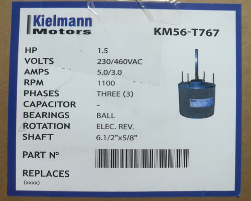 Motor 1,5 Hp 1100rpm 220v 460v Trifasico 1.5hp A/ac Chiller