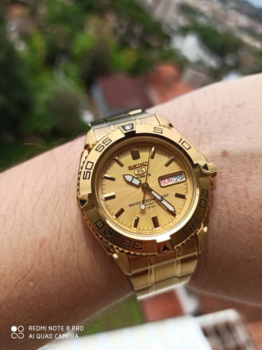 + Bonito Seiko 5 Sports 7s36-00y0 Dourado Feito No Japão
