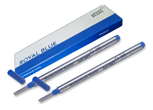 2 Refil Carga Tinta Azul Para Caneta Mont Blanc Rollerball