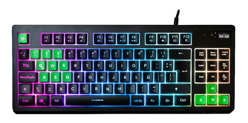 Teclado gamer VSG Pulsar QWERTY español latinoamérica color negro con luz RGB