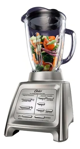 Licuadora Oster Gourmet Collection BLSTRM 1.5 L plata con vaso de vidrio 110V