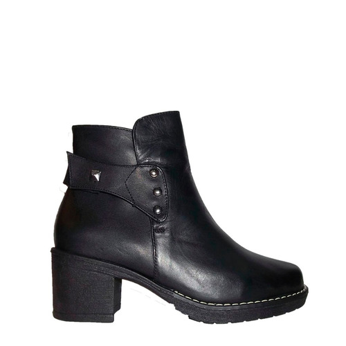 Bota Corta Cuero Negro Abrojo Tachas Excelente Calidad