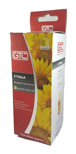 Tintas Gtc P/ Epson T664 Amarilla  100 Ml L100 200 210 355