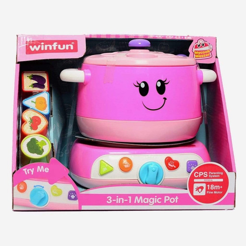 Set Olla 3 En 1 Sonido Luz Winfun Premium Color Rosa