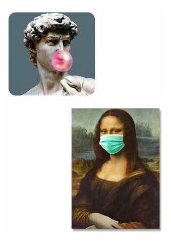 Lamina Stencil Adhesivo Para Ropa: Mona Lisa Y David Grande