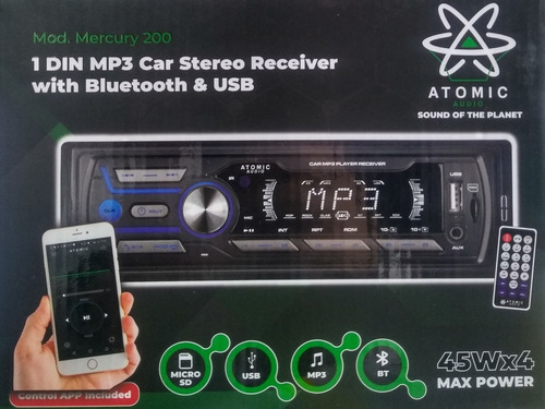 Estereo Un Din . Atómic Audio. Mercury 200. Cara Fija.