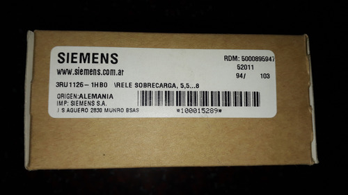 Relevo Termico Siemens De 5,5 A 8 Amp 3ru1126-1hb0
