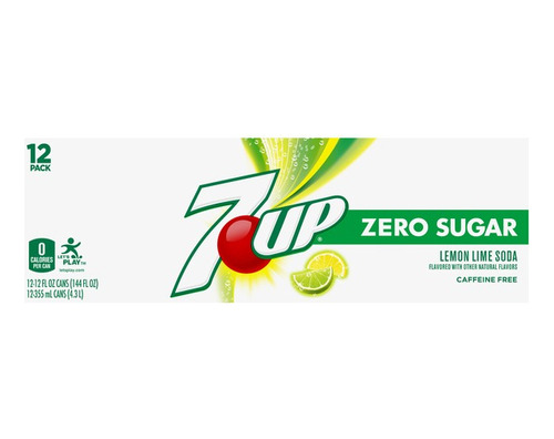 7 Up Seven Up Zero Sugar Importado 12 Piezas Lata