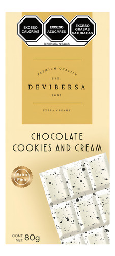 Barra De Chocolate Cookies And Cream Premium Devibersa 65g F