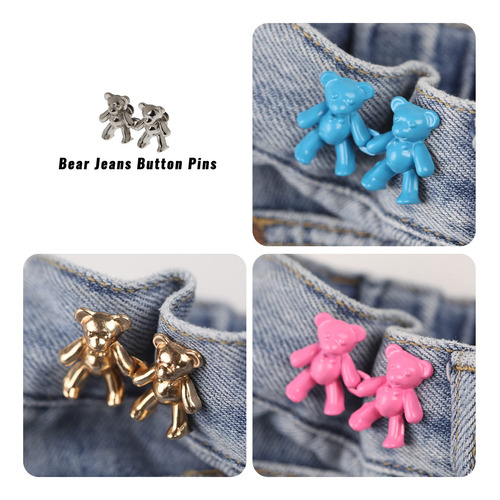 Botones Para Ajustar Pantalon/ Cintura- Oso Metal (6 Pares)