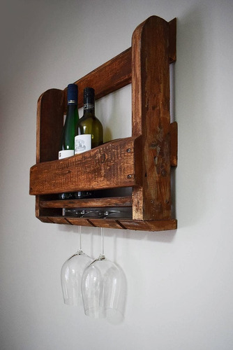 Rack Botellas Y Copero De Madera Rustico