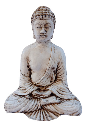 Estatua Imagen Monje Buda Meditando Pintura Artesanal