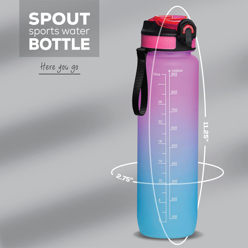 Botella De Agua Motivacional 946 Ml Con Marcador De Tiempo