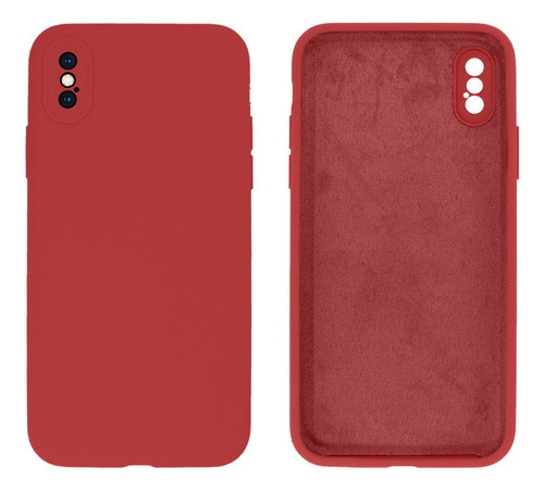 Capa Silicone Proteção Câmera Compatível Com iPhone XS Cor Vermelho