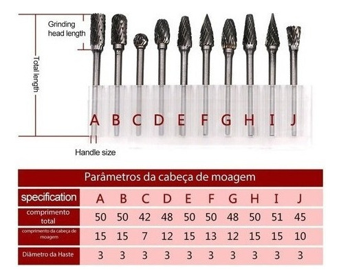 Kit 10 Lima Rotativa Dremel Molino De Tungsteno Muele Metal