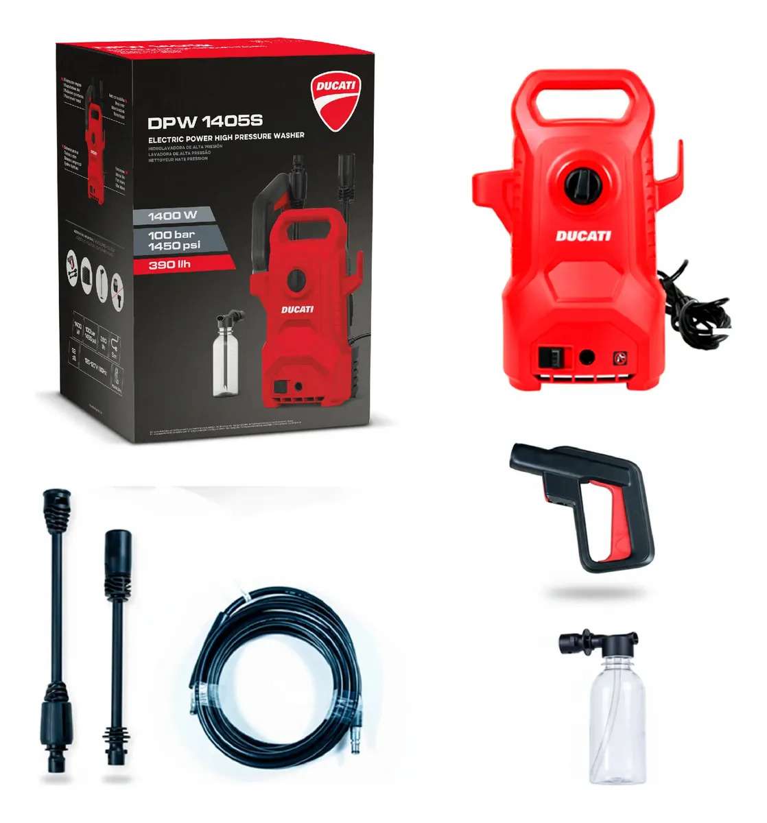 Hidrolavadora Eléctrica Ducati Dpw1405s - Potente Y Eficaz Rojo 60