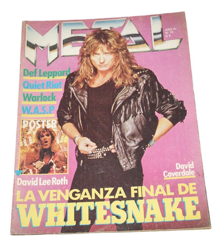 Revista Metal Nº 70 Whitesnake Poster David Lee Roth 