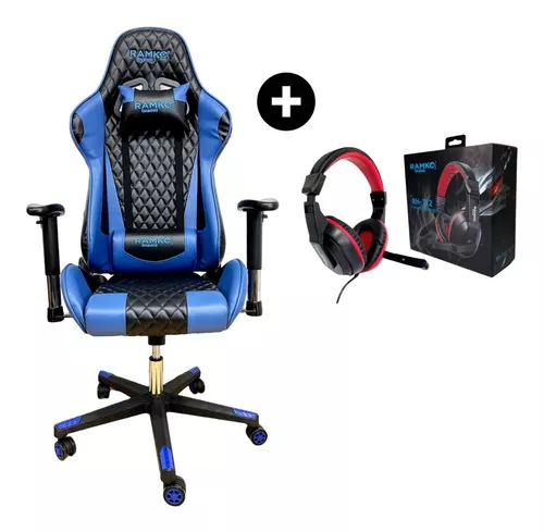 Silla Gamer Azul + Escritorio Gamer Fibra de Carbono – ProShopper Perú