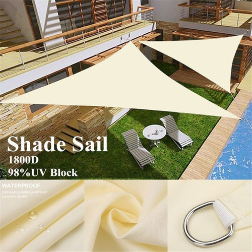 Imagen 4 de 5 de Toldo Vela Sombra Triangular 5 X 5 X 5 Mts Beige