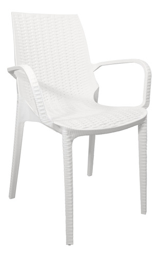 Sillón Silla Plástica Melody Simil Ratan Reforzada Quality Color Blanco