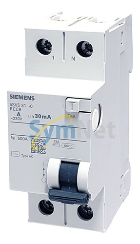 Disyuntor Diferencial 2x25a  30ma Siemens | Symnet