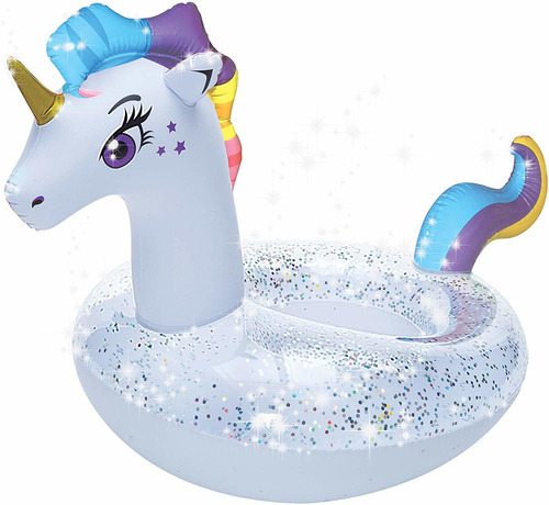 Anillo De Natación Inflable Unicorn Pool Float Glitter...