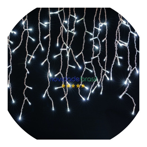 Cascata 400 Leds 10 Metros Branca Fria Natal Pisca Ou Fixa