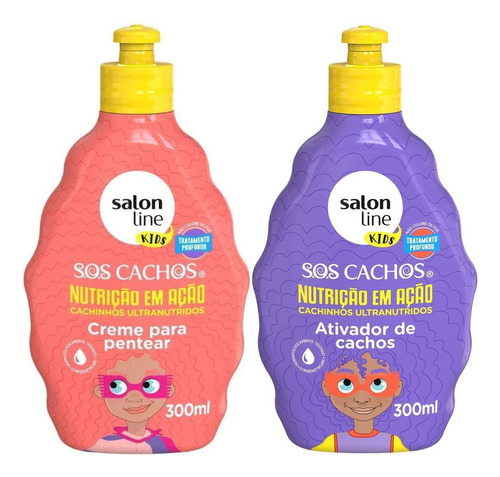 Creme Pentear + Ativador Cachos Salon Line Kids Sos Cachos