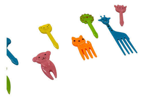 Pinches + Minitenedores Animales X 10 Vianda Picada Agua Animales