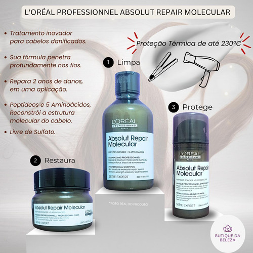 Shampoo 300 Máscara 250g Leave In 100ml Loreal Molecular