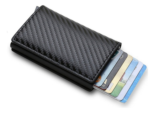 Rfid Protección Cartera De Hombre Con Tarjetero De Aluminio Color Negro
