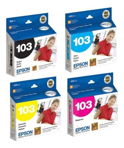 Cartucho Epson T103 Negro + T103 Colores T40w Tx600fw Tx550