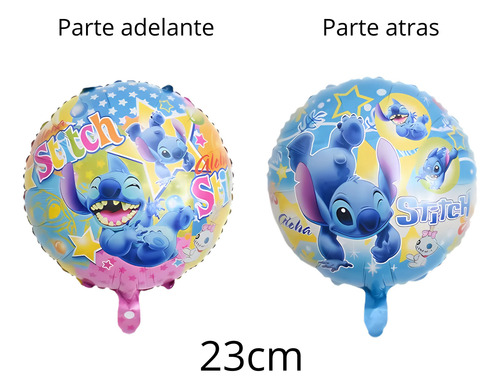 Pack 4 Globos Lilo Y Stitch Redondos Metalizados Chicos 23cm Colores Lilo Y Stitch