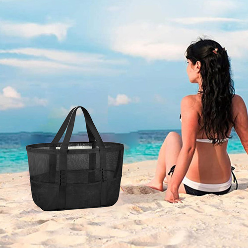 Bolsa De Praia Feminina De Malha, Sacola De Praia Grande, Fe