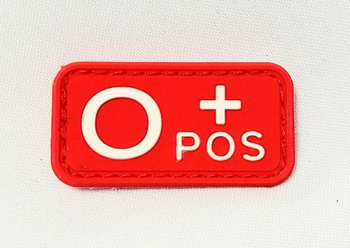 Parche Pvc Rojo, Velcro, Grupo Sanguíneo O+ Positivo 