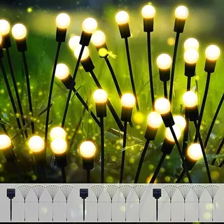 12 Pcs 96 Led Solar Outdoor Lights For Garden Firefly S...