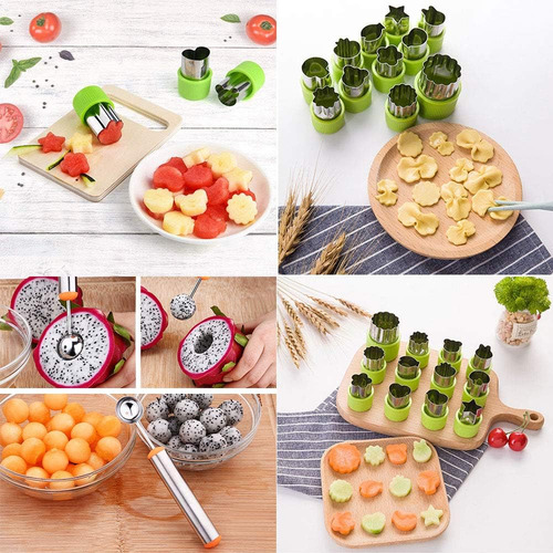 Juego De 12 Moldes Para Cortar Frutas Y Verduras Con Cuchara