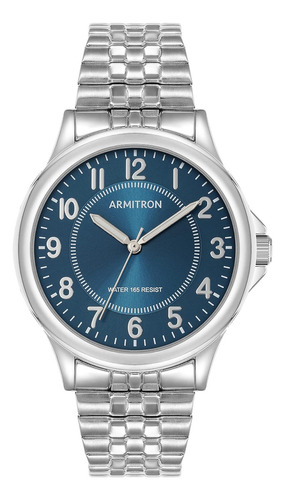 Reloj Armitron 20/5568nvsv De Pulsera De Expansión De Meta Color de la correa Negro Color del bisel Metal Función B Color del fondo Azul
