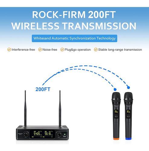 Sistema De Micrófono Inalámbrico Uhf Whitesand, Juego De Mic