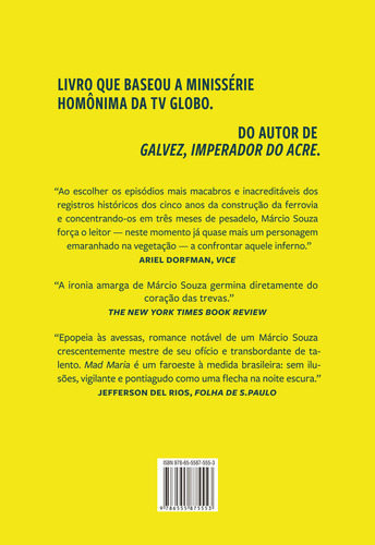 Mad María, de Márcio Souza. Editora Record, capa mole em português