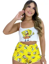 Comprar Pijama Cropeed Ondinha Personagens Roupa De Dormir De Suede