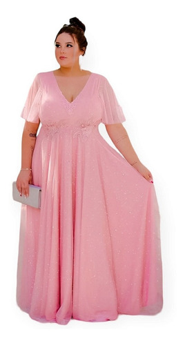 Vestido Festa Azul Royal Plus Size Madrinha Casamento Brilho